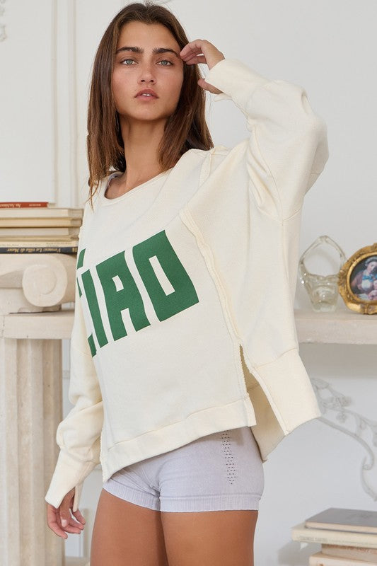 Cream 'CIAO' Long Sleeve Top