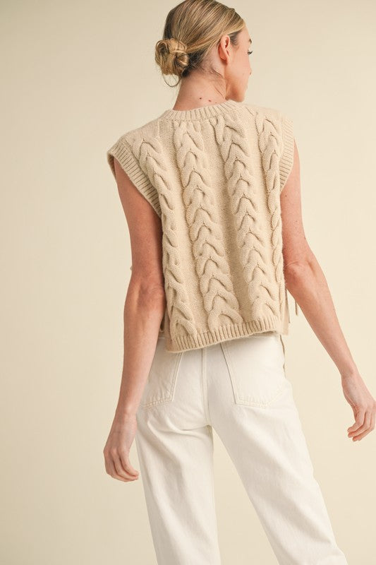 Taupe Cropped Sweater Vest