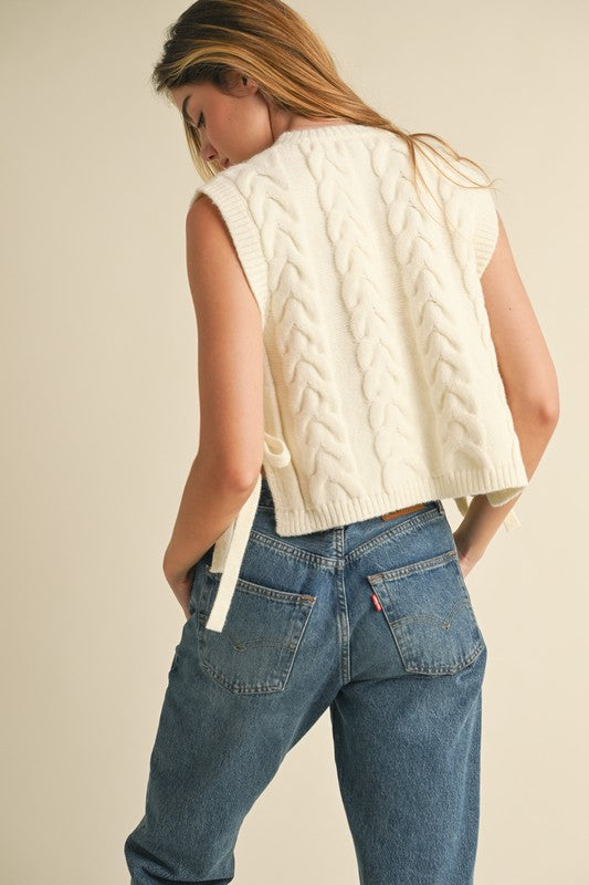 Cream Cropped Sweater Vest