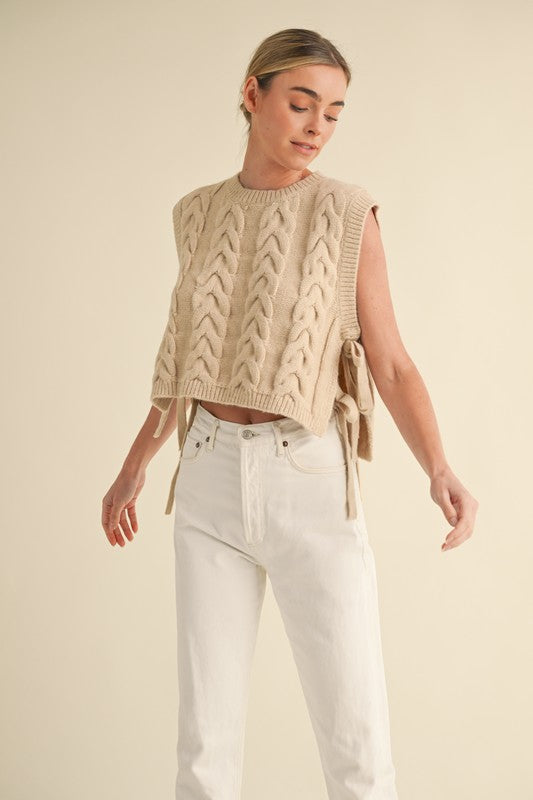 Taupe Cropped Sweater Vest