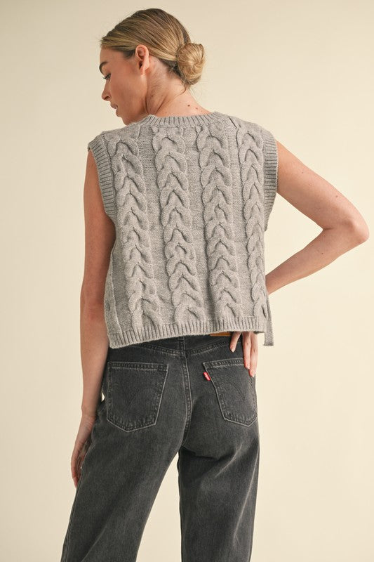 Grey Cropped Sweater Vest