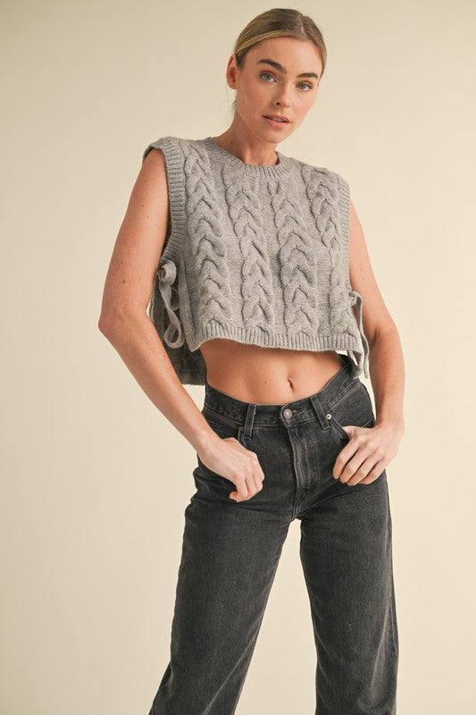 Grey Cropped Sweater Vest