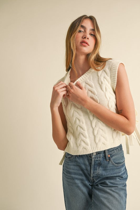 Cream Cropped Sweater Vest