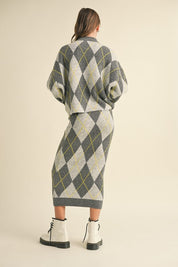Gray Argyle Print Set