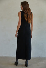 Black Sleeveless Sweater Maxi Dress