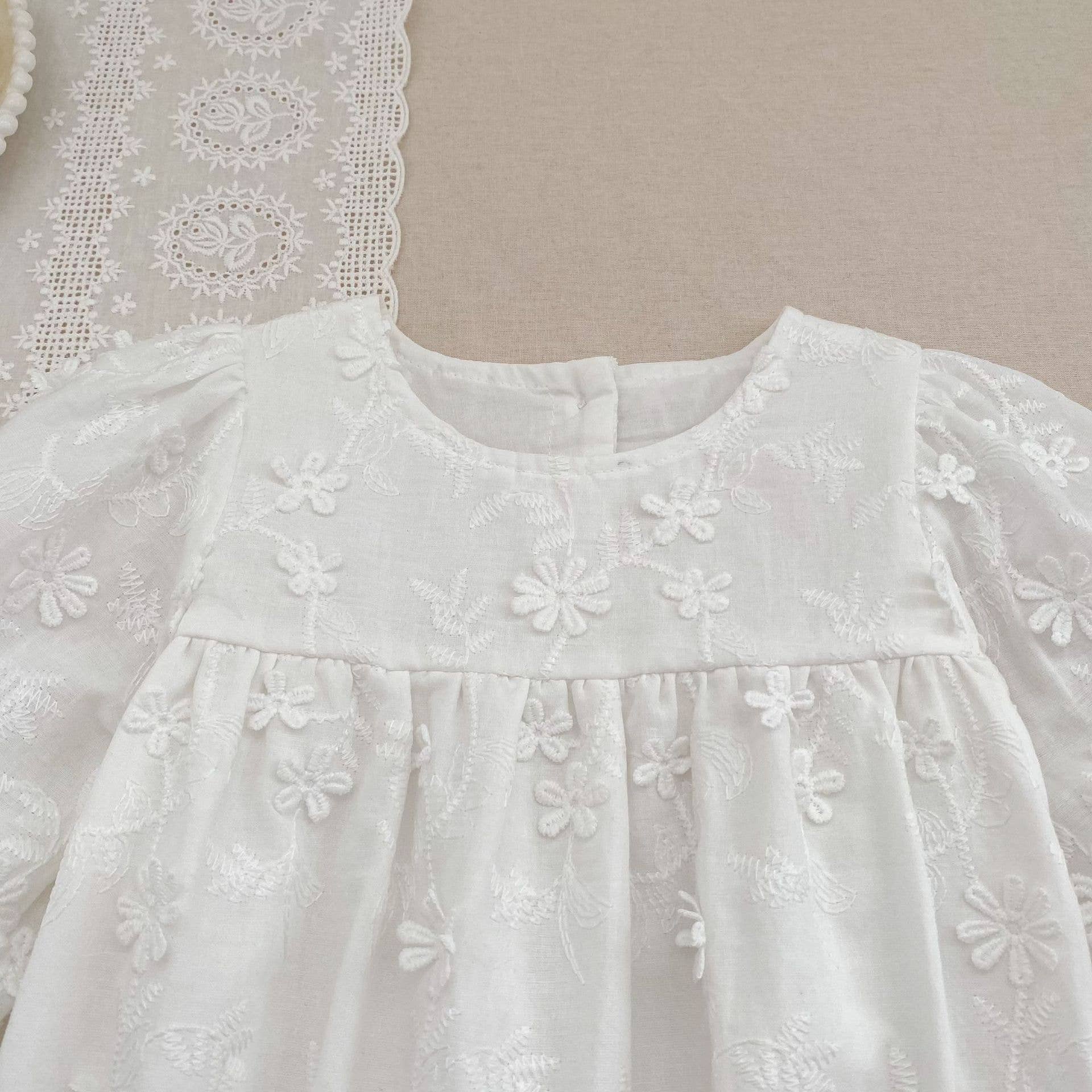 White Embroidered Baby Dress & Romper
