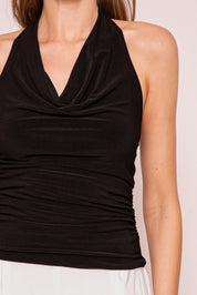 Black Cowl Neck Top