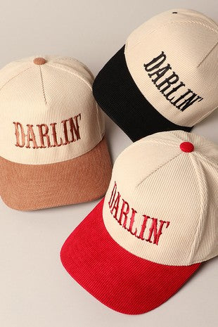 DARLIN' Corduroy Trucker Hat - Black