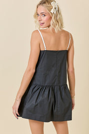 Black Drop Waist Dress & Knotted Edge Detail