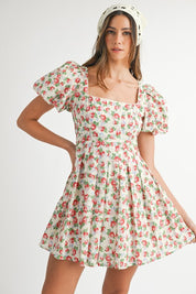 Red Floral Mini Dress