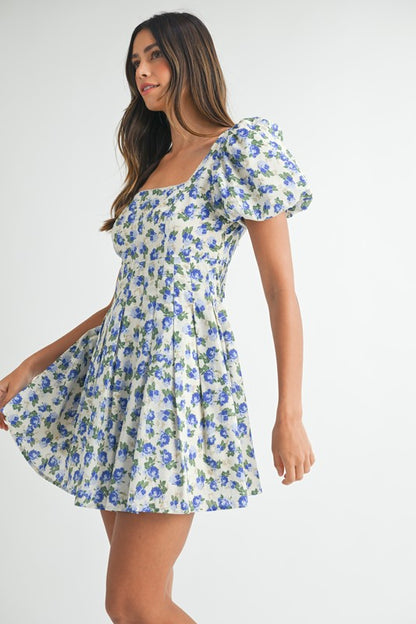 Blue Floral Mini Dress