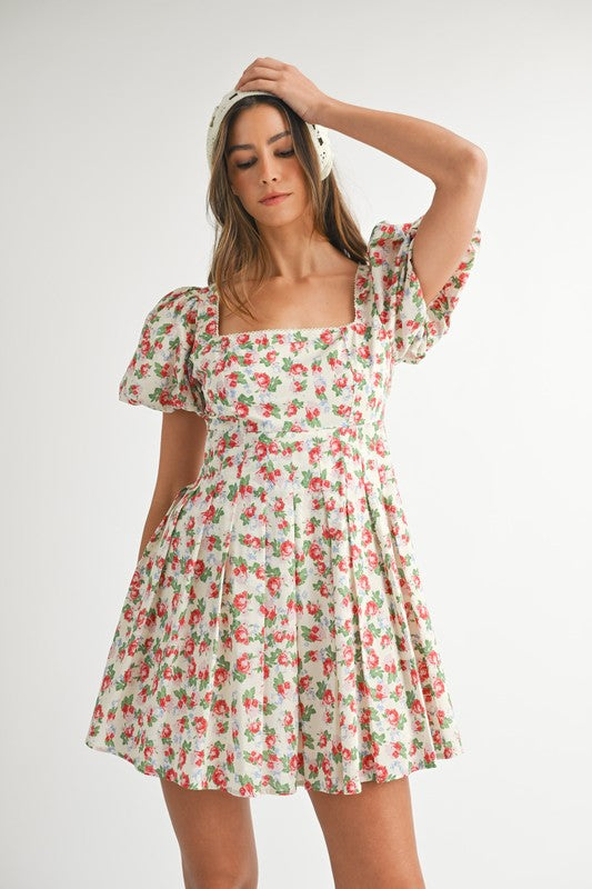 Red Floral Mini Dress