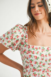 Red Floral Mini Dress