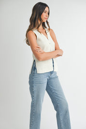 Beige Sleeveless Knit Top
