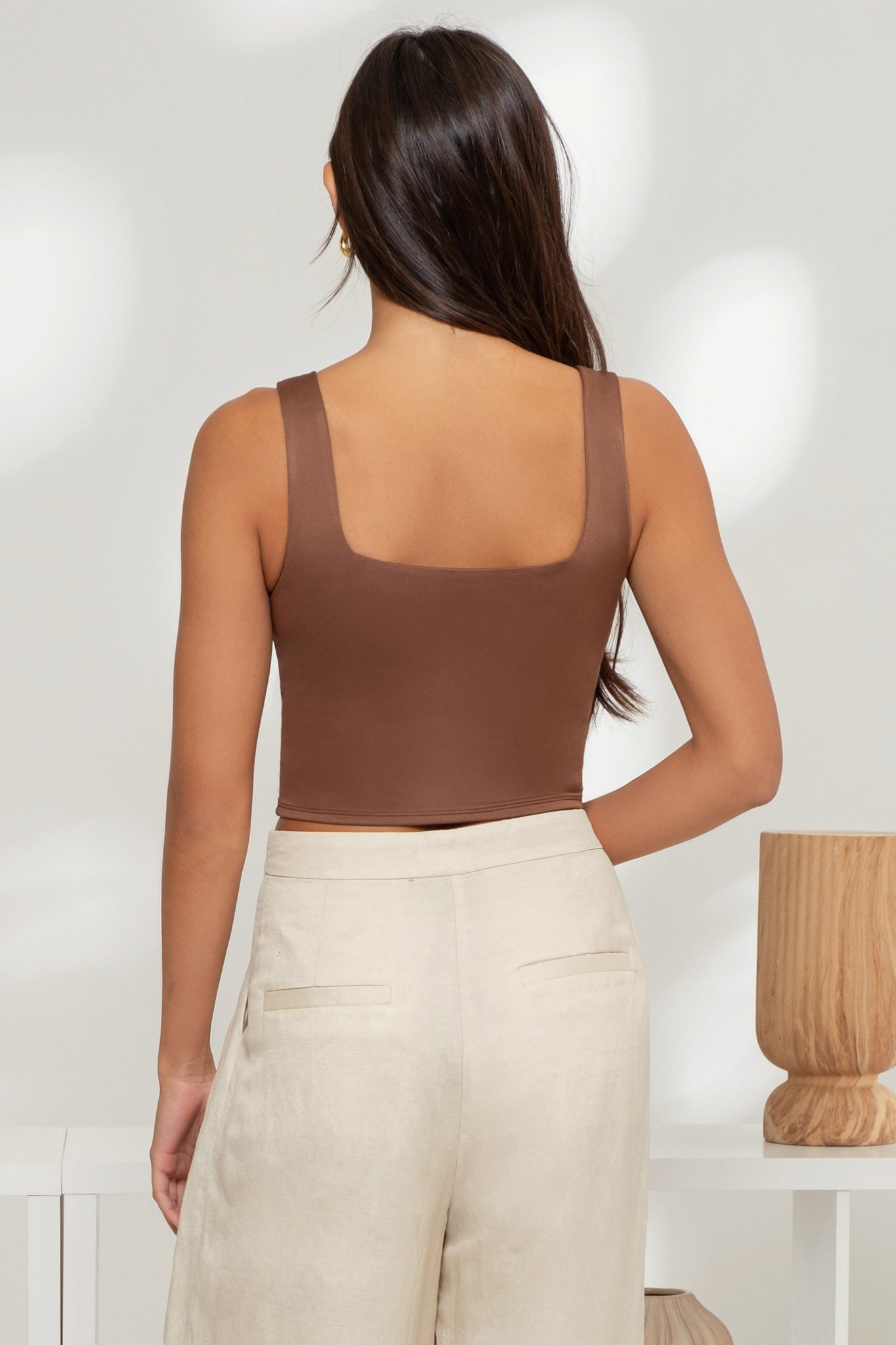 Brown Squared Tank Top
