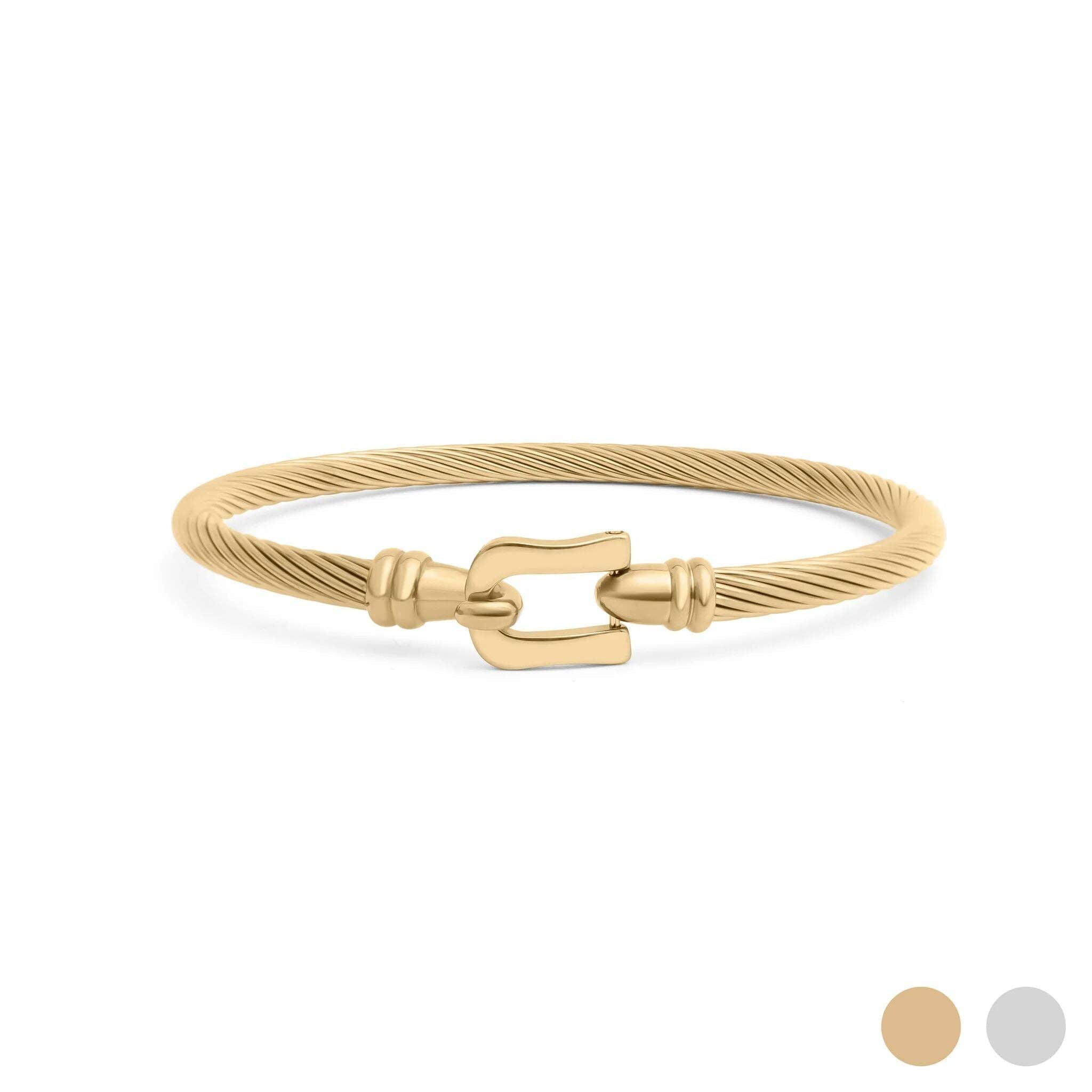 18K Gold Buckle Clasp Bangle Bracelet