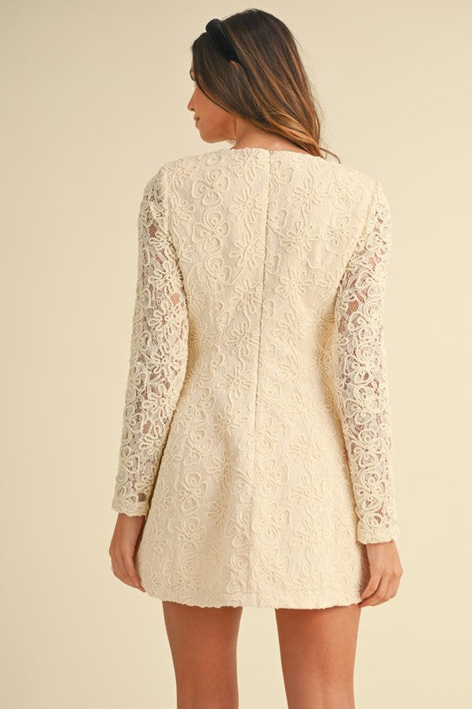 Cream Bow Detail Mini Dress