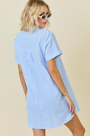 Striped Seersucker Dress W/ Pockets
