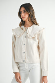 Ecru Denim Collared Jacket
