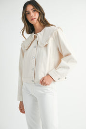 Ecru Denim Collared Jacket