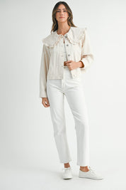 Ecru Denim Collared Jacket