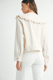 Ecru Denim Collared Jacket