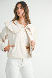 Ecru Denim Collared Jacket