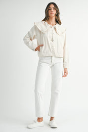 Ecru Denim Collared Jacket