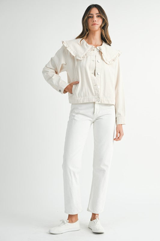 Ecru Denim Collared Jacket