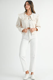 Ecru Denim Collared Jacket
