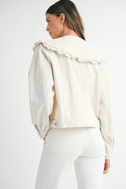 Ecru Denim Collared Jacket