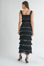 Black Tiered Ruffle Top & Skirt Set
