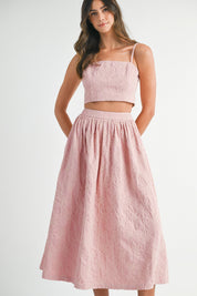 Purple Floral Tube Top & Midi Skirt