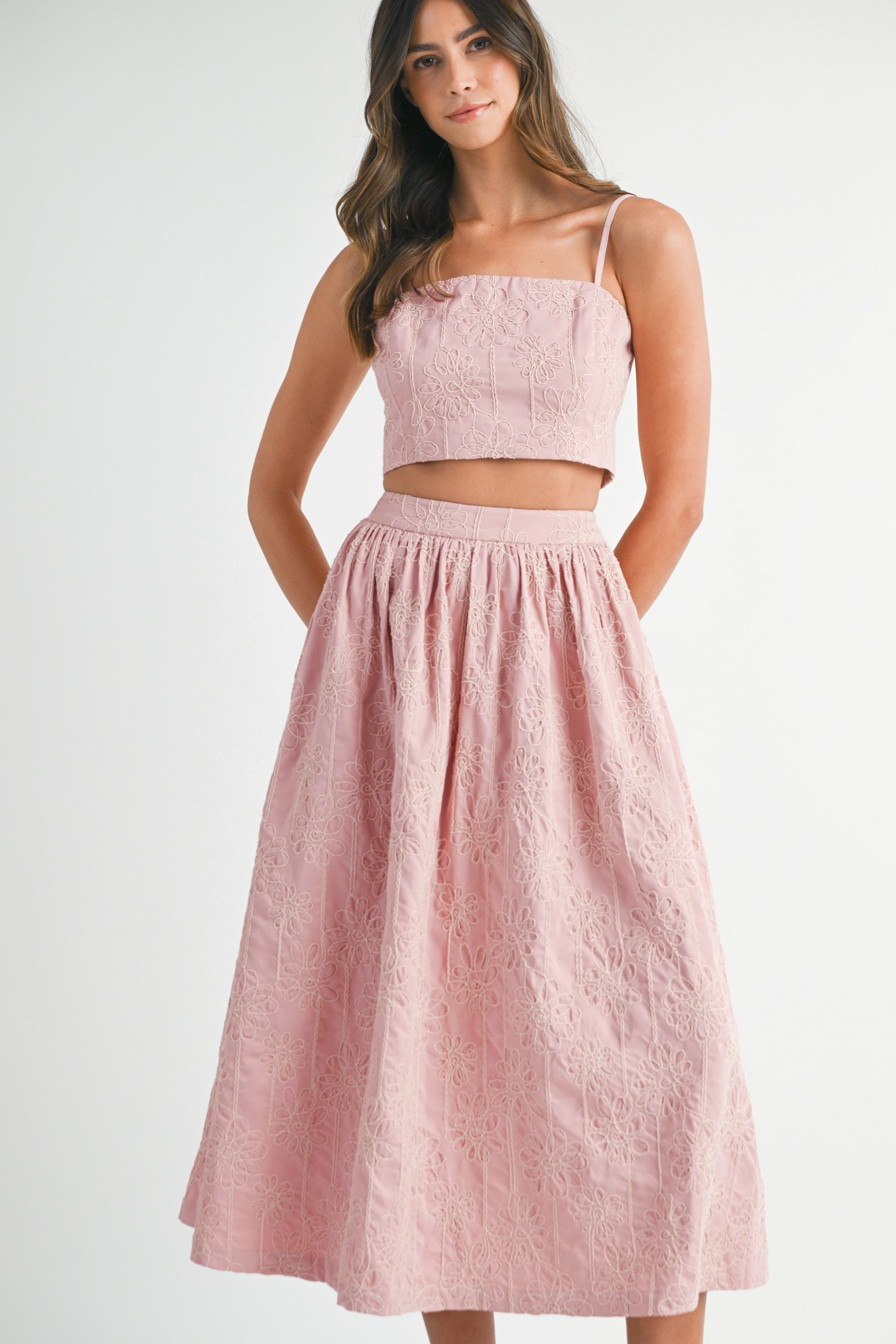 Purple Floral Tube Top & Midi Skirt
