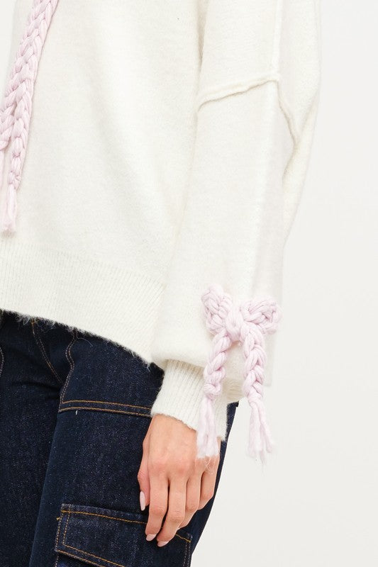 Off White Braided Bow Sweater