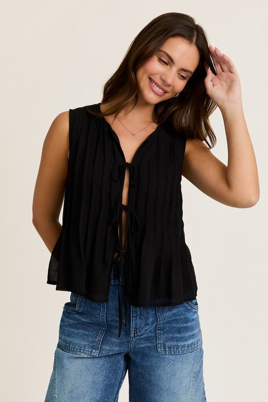 Black Tie Detail Top