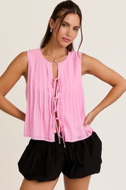 Pink Tie Detail Top
