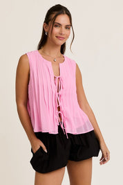Pink Tie Detail Top