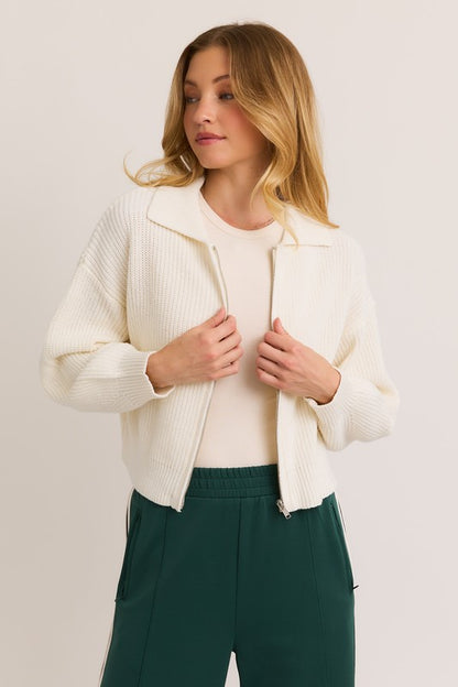 White Zip-up Cardigan