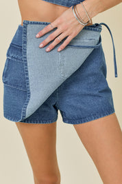 Denim Pocket Wrap Skort