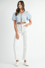 Blue Embroidered Top