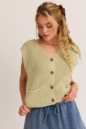 Green Button Down Sweater Vest
