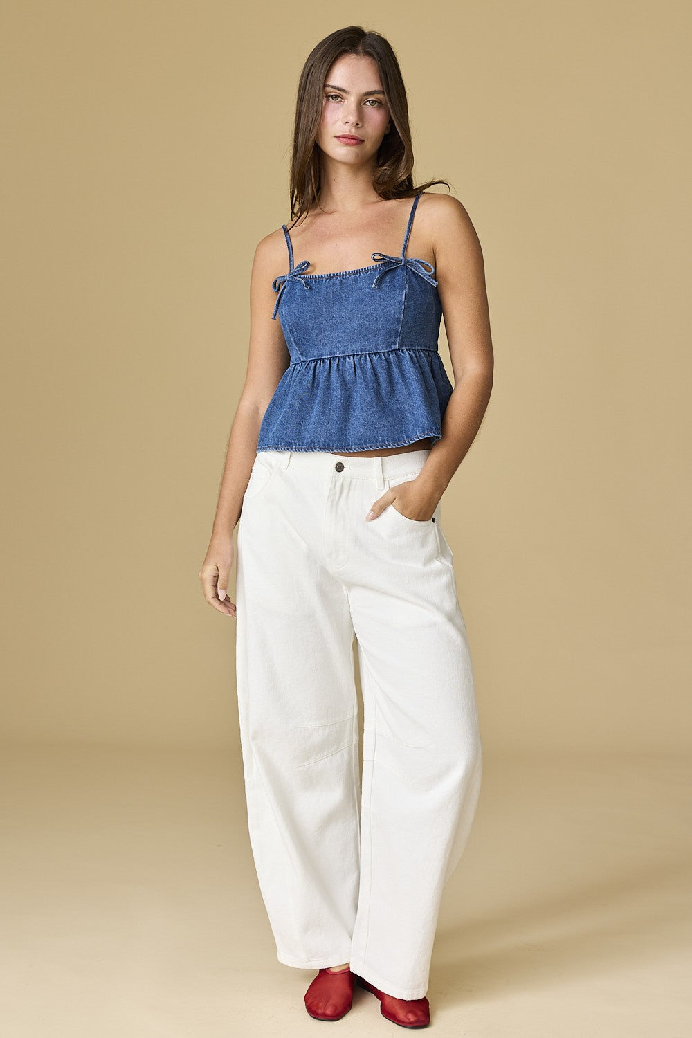 Nora White Barrel Pants