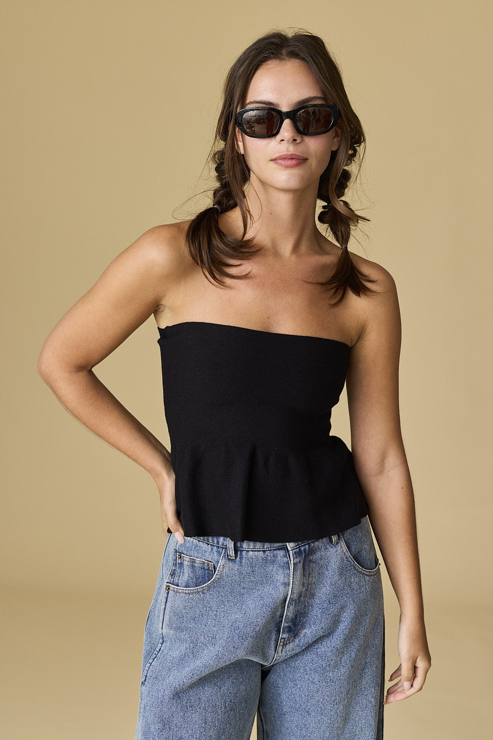 Black Ellie Strapless Top