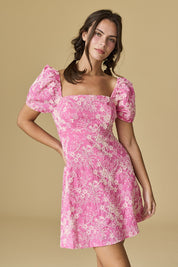 Pink Mini Puff Sleeve Dress