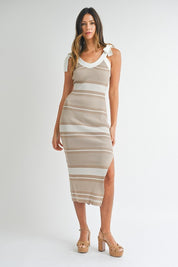 Striped Knit Midi Dress