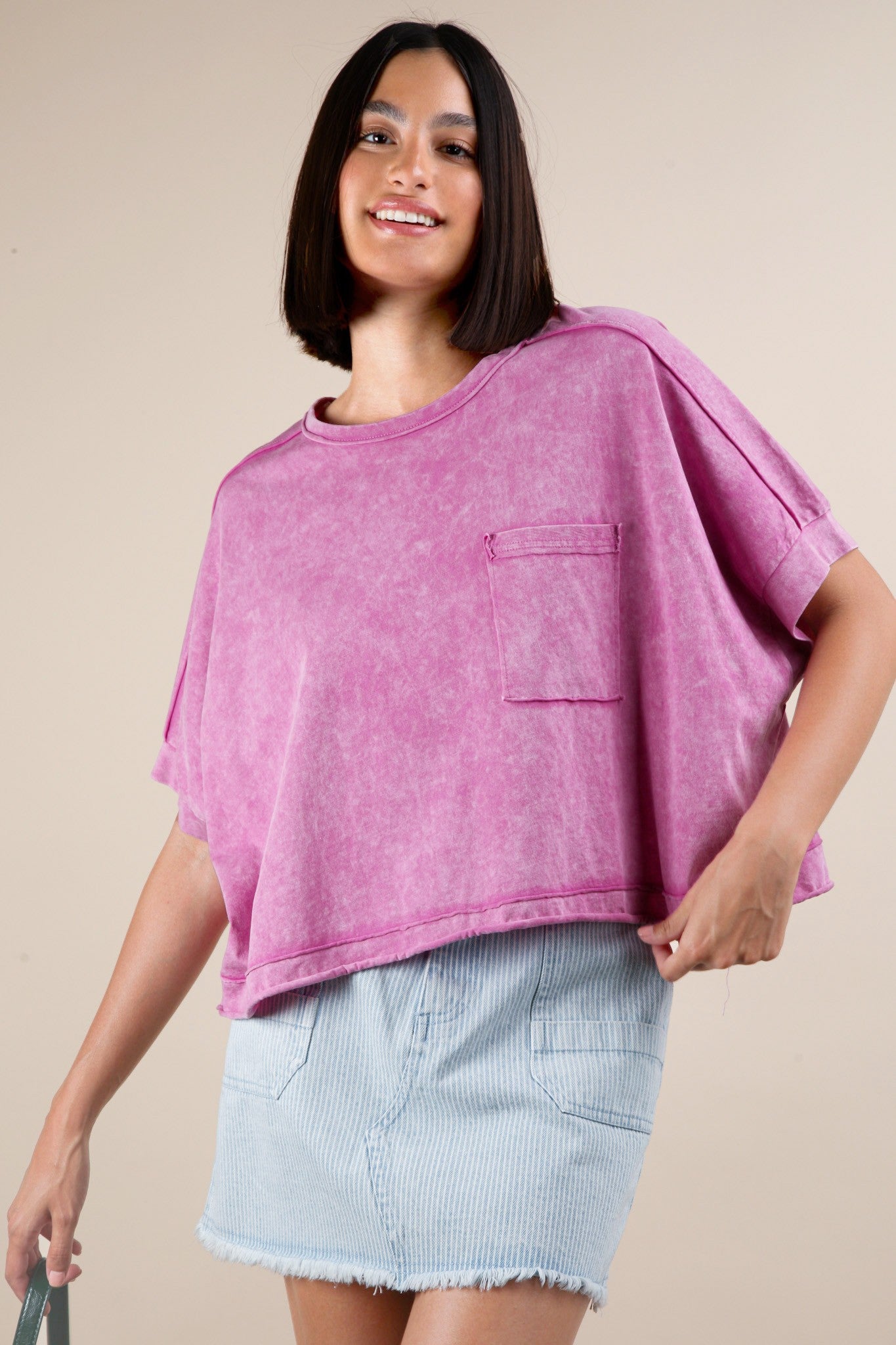 Purple Mineral Washed Oversized Top