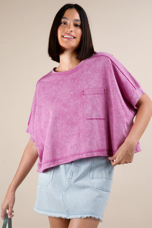 Purple Mineral Washed Oversized Top