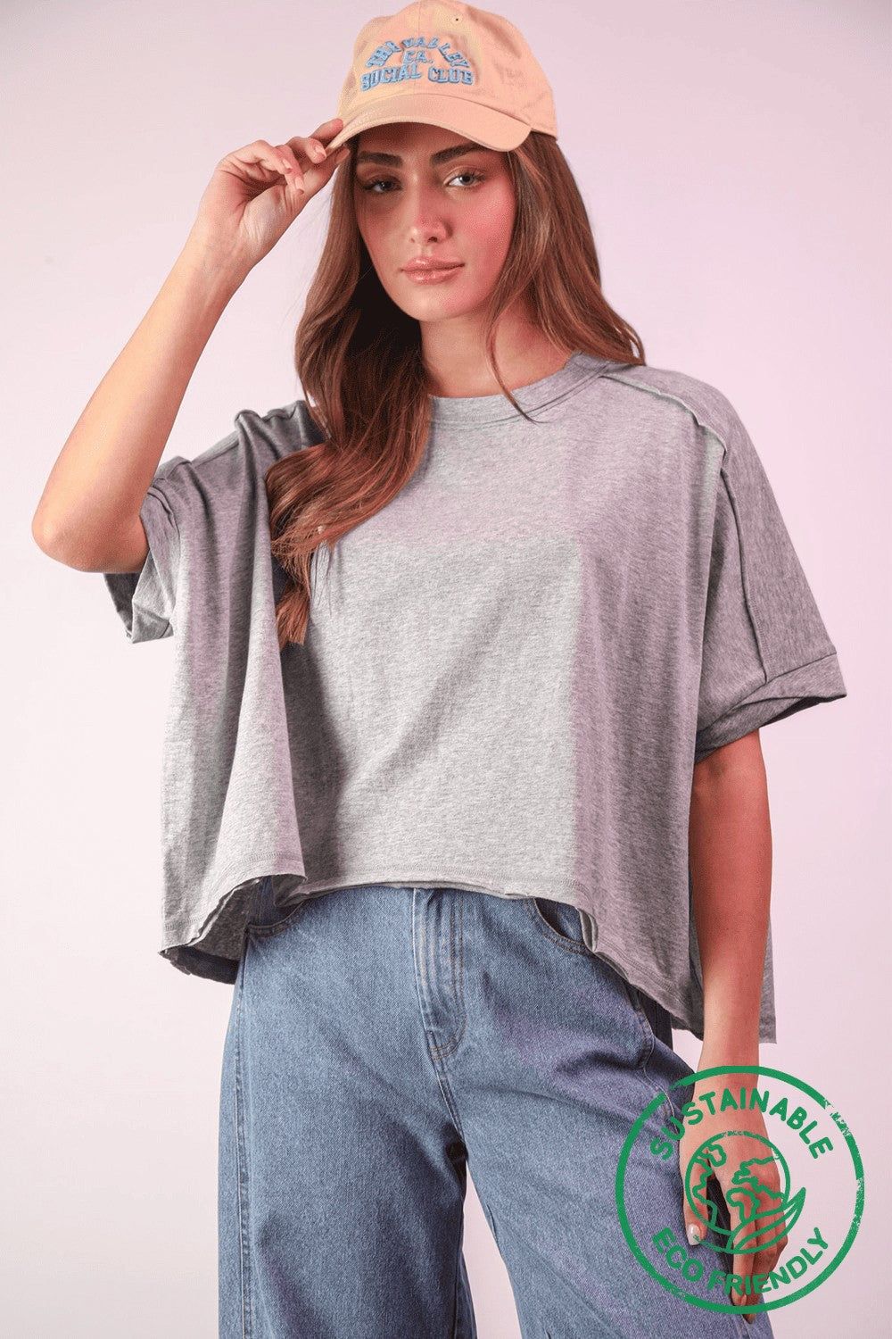 Gray Oversized Crop Comfy Top