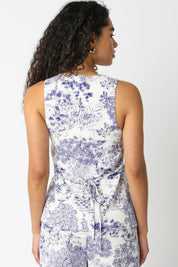 Button Blue Floral Top